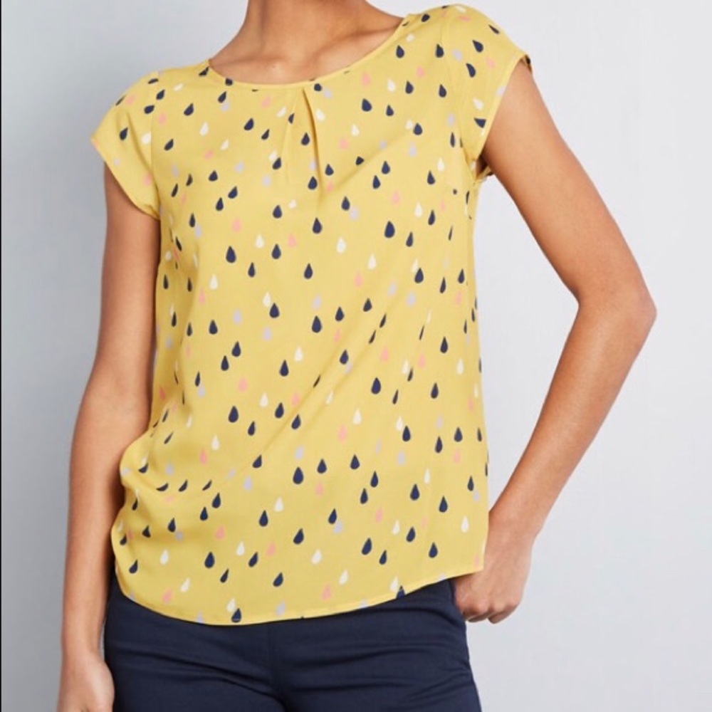 ModCloth Yellow Raindrop Blouse